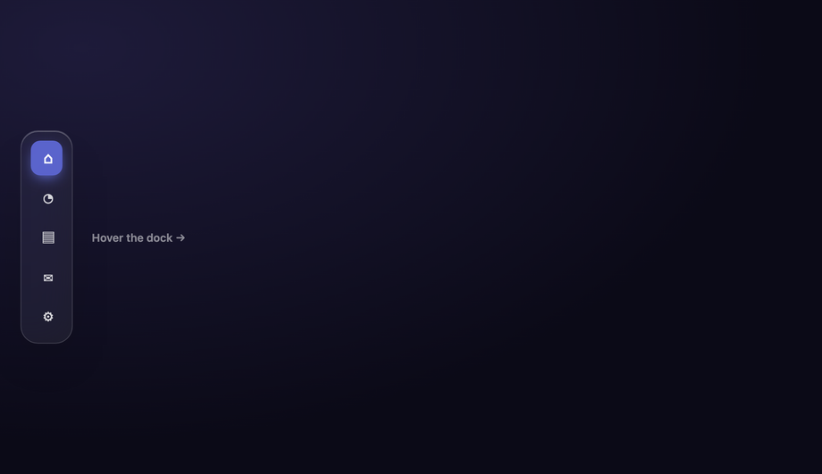 Dark Mode Glass Sidebar Dock — preview