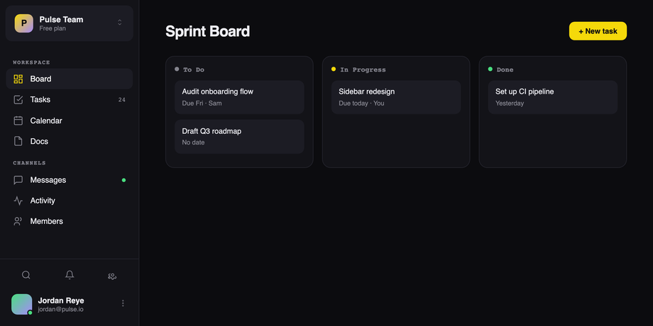App-Style Vertical Sidebar Menu with Bottom-Pinned Profile — preview