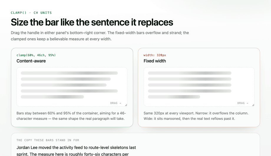 Content-Aware Skeleton Sizing with clamp — preview