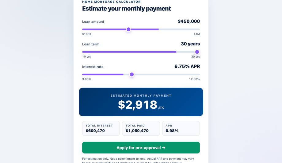 Bank Loan Calculator Slider Reveal — preview