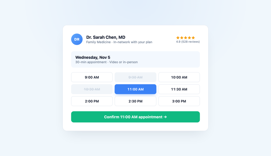 Doctor Appointment Booking Slot Picker — preview