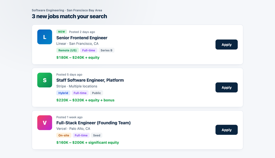 Job Listing Card Slide-In — preview