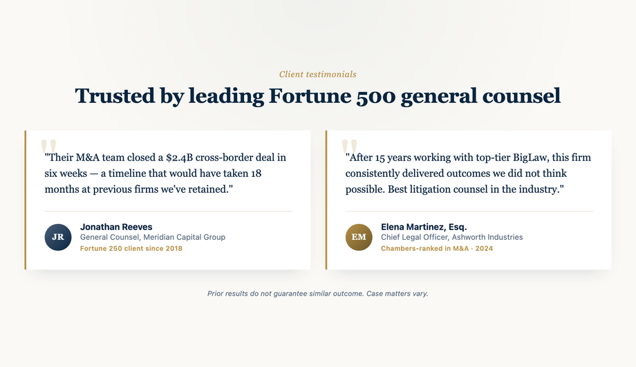 Legal Firm Testimonial Slide-In — preview