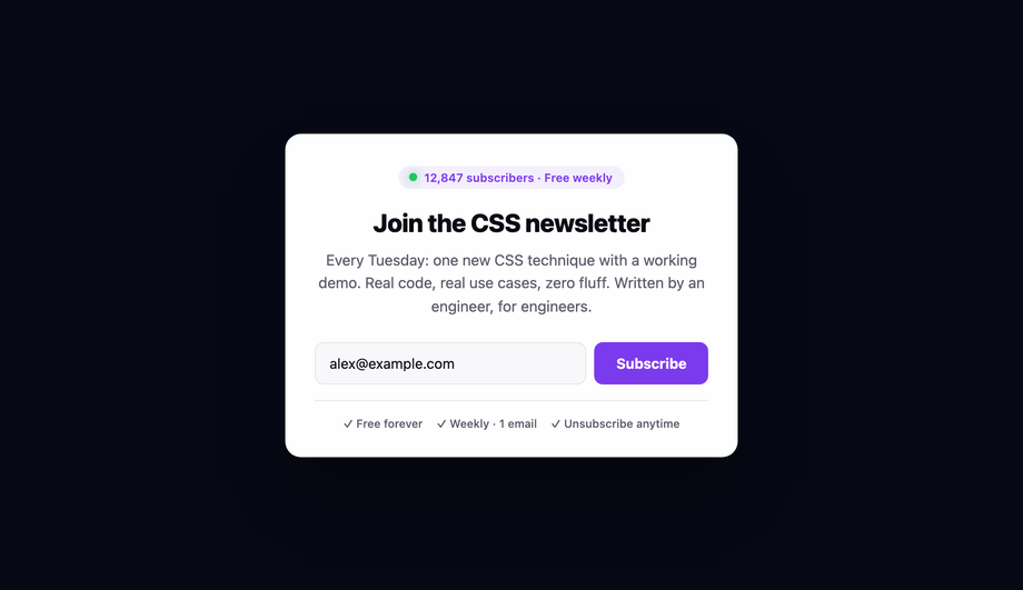 Newsletter Signup Modal Slide-Up — preview
