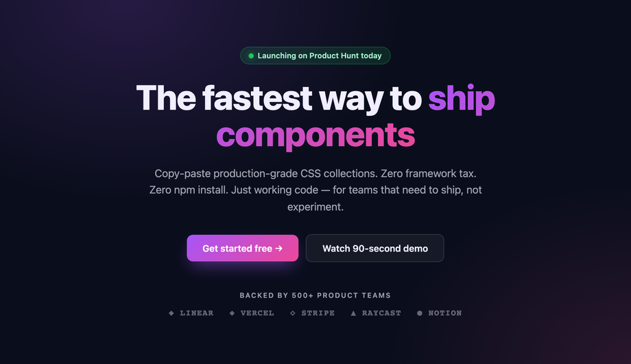 Startup Landing Page Hero Slide-In — preview
