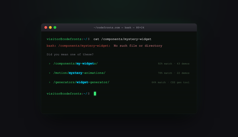 Terminal 404 Command Not Found — preview