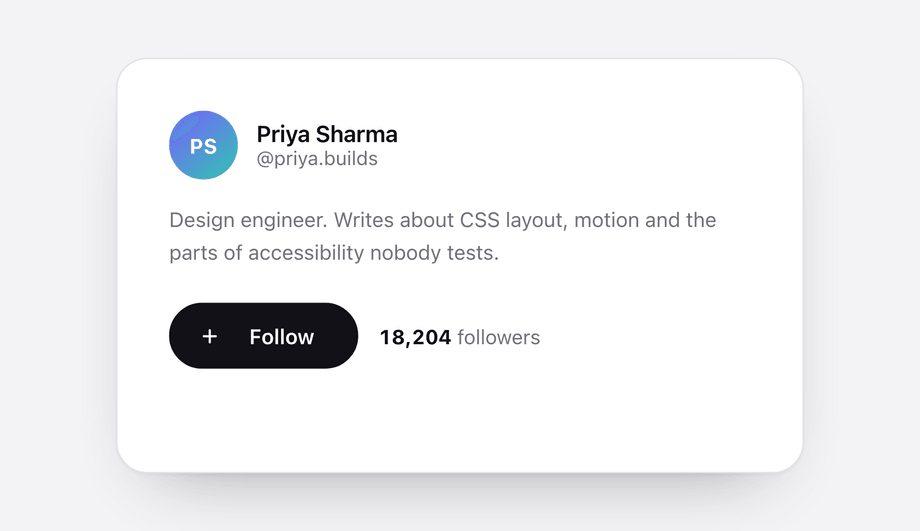 Follow Button with Following Toggle — preview