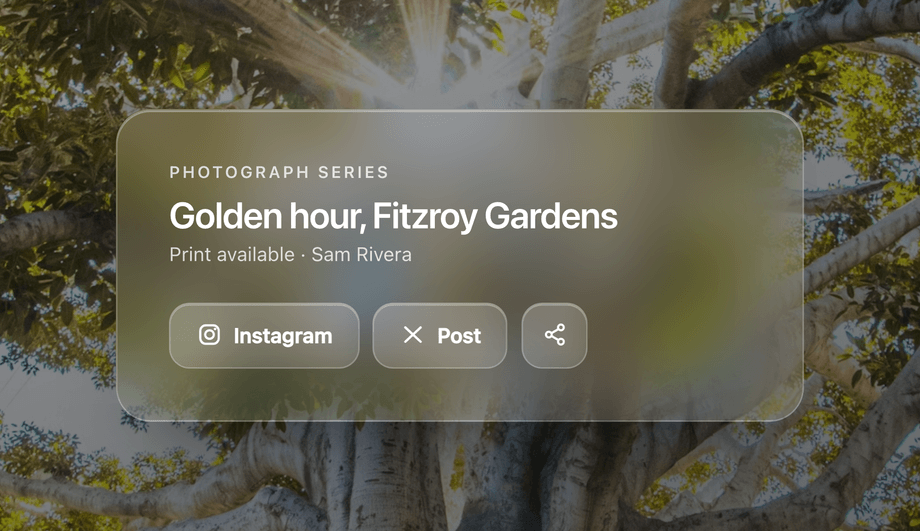 Glassmorphic Social Buttons over an Image — preview