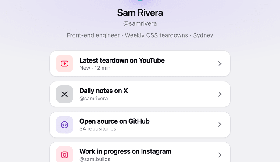 Linktree Style Bio Page Link Buttons — preview