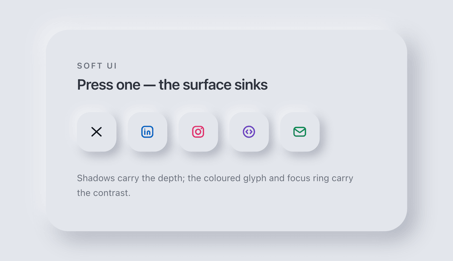 Neumorphic Soft UI Social Buttons — preview