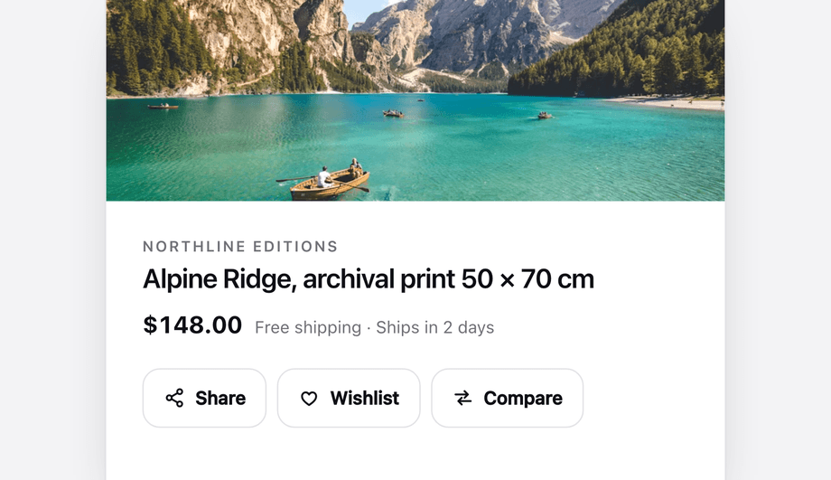 Product Share Row with Wishlist Compare — preview