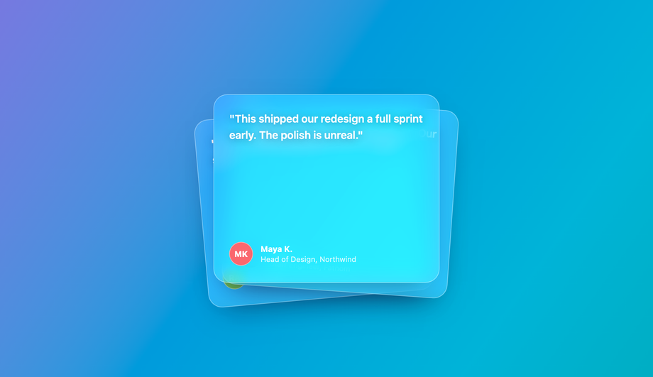Glassmorphic Floating Testimonial Stack — preview