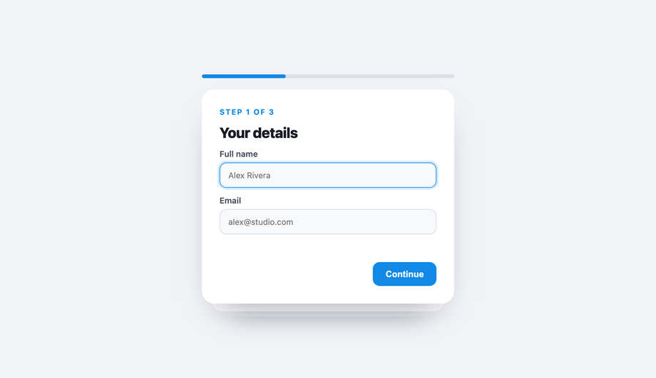 Progressive Disclosure Step Stack — preview