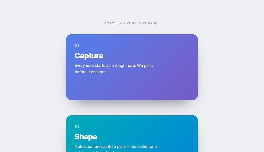 Scroll-Driven Scaling Stack — preview