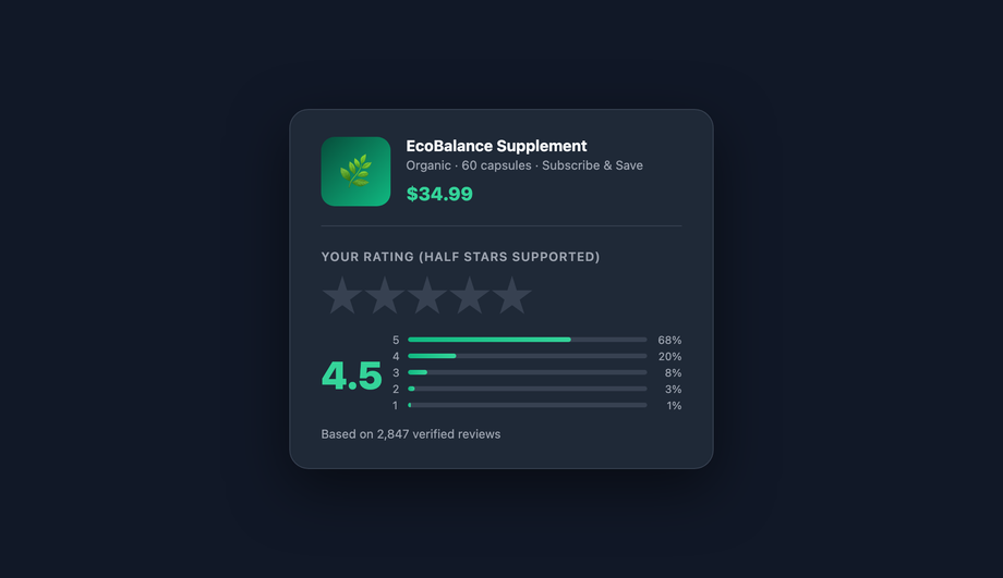 CSS Half Star Rating — preview