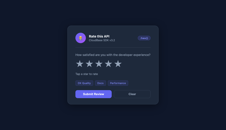 Modern CSS Star Rating using has() — preview