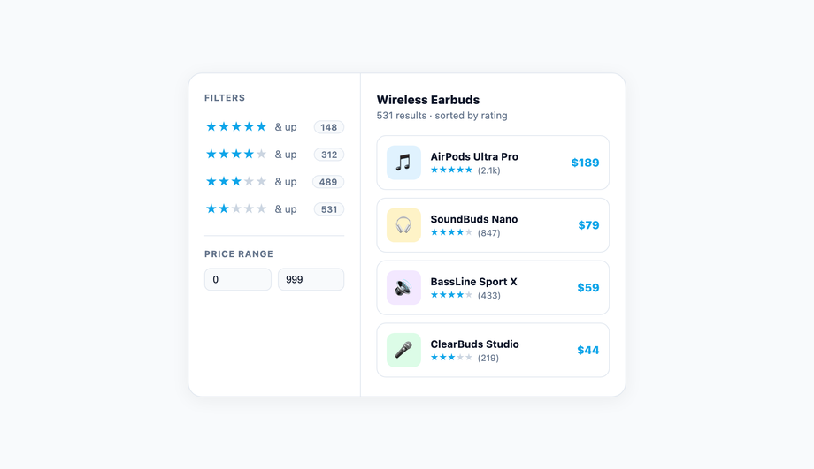Vertical Sidebar Rating Filter — preview