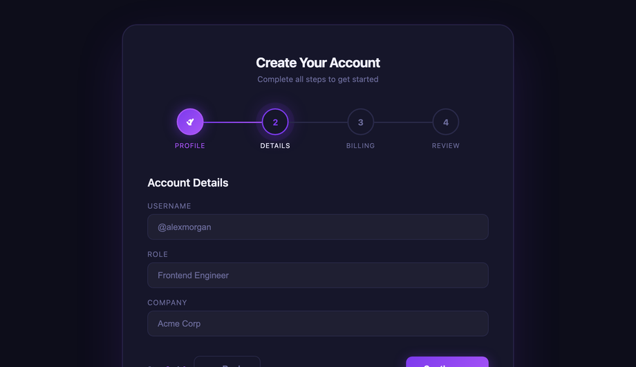 CSS Multi-Step Form Wizard Progress Indicator — preview