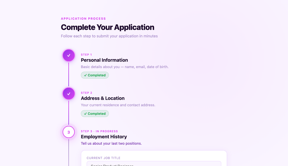 CSS Vertical Timeline Stepper — preview