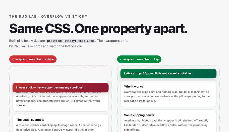 CSS Position Sticky Not Working Overflow — preview