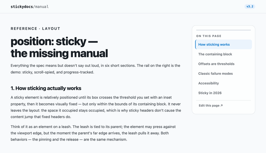 CSS Position Sticky Table of Contents — preview