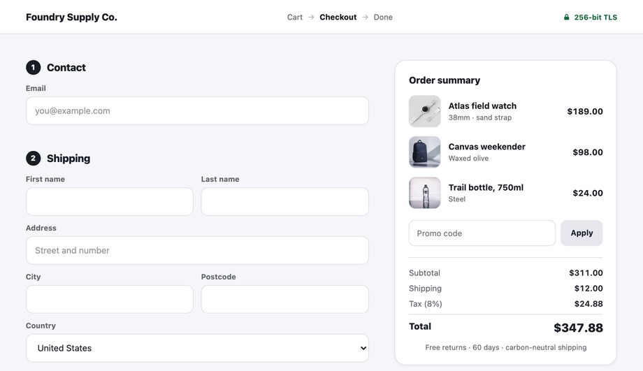 CSS Sticky Checkout Order Summary Sidebar — preview