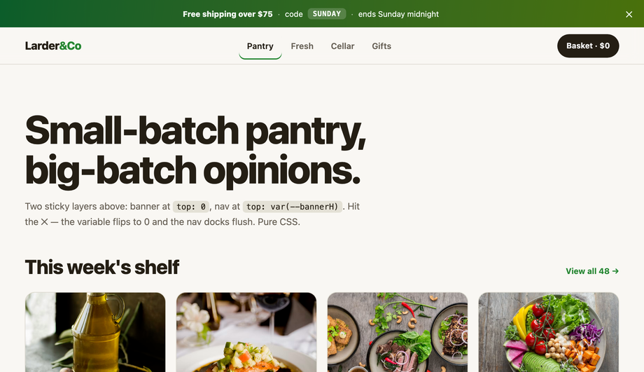 CSS Sticky Floating Promo Banner Top — preview