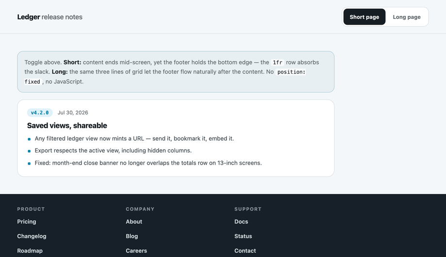 CSS Sticky Footer to Bottom of Screen — preview