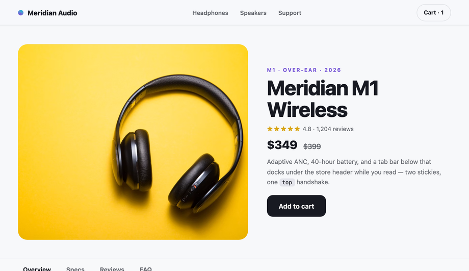 CSS Sticky Secondary Header Tabs — preview