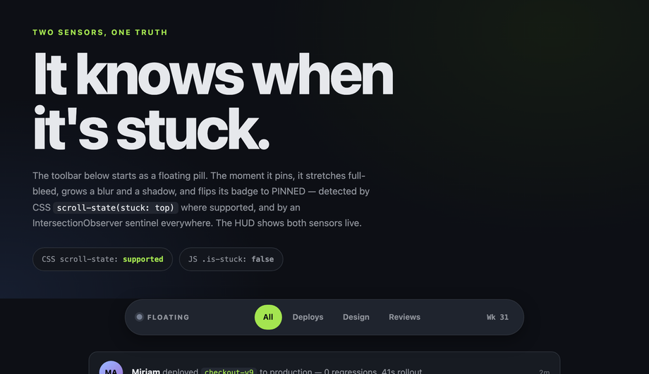 Detect CSS Sticky Element Stuck Class — preview
