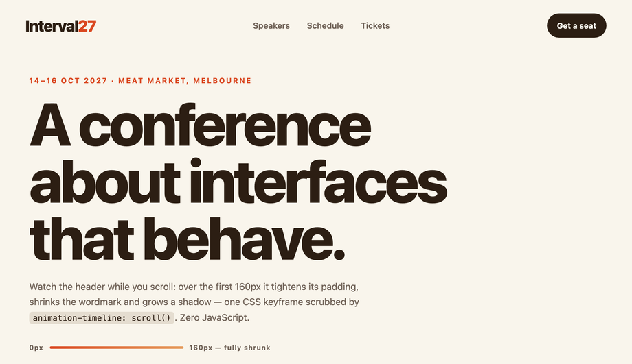 Sticky Shrinking Navbar CSS — preview