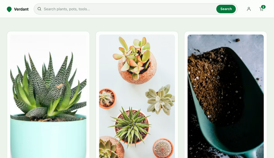 E-Commerce Sticky Header with Search Bar and Cart Badge Counter — preview