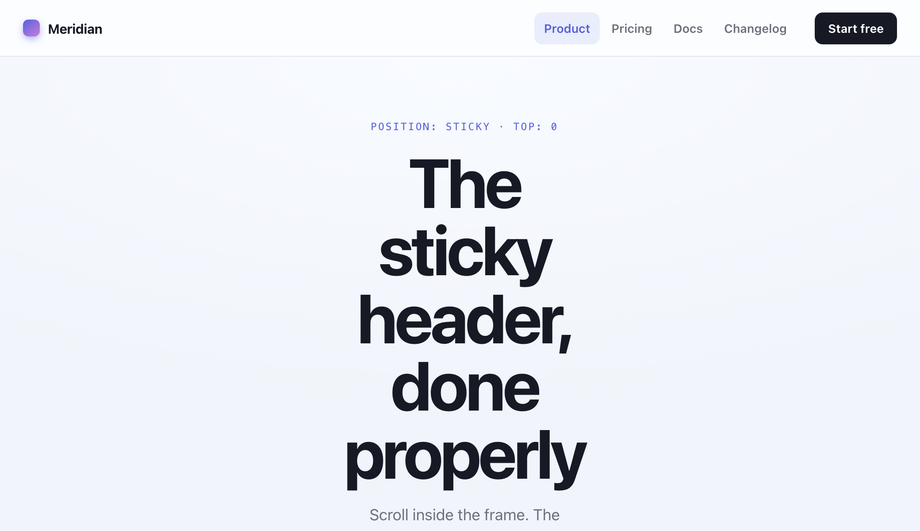 Pure CSS Sticky Navbar (No JavaScript, position:sticky) — preview