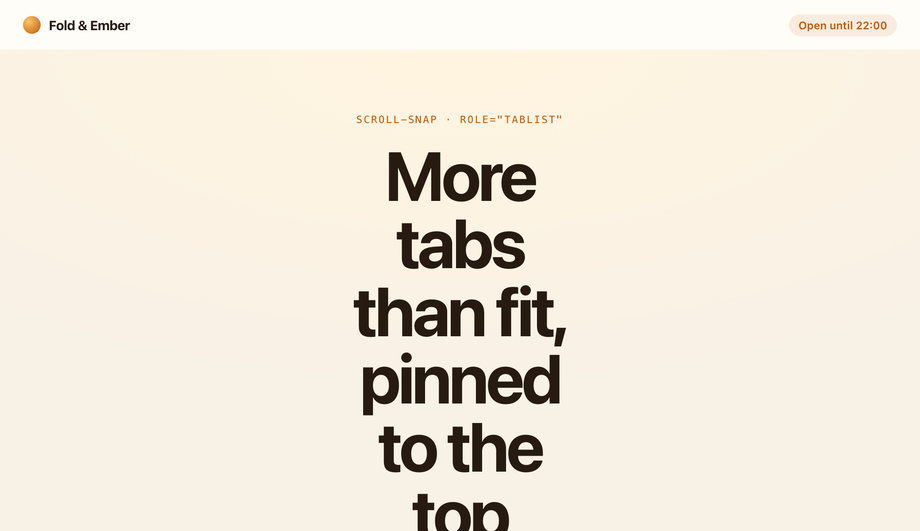Sticky Horizontal Scroll Tab Bar with Snap Points — preview