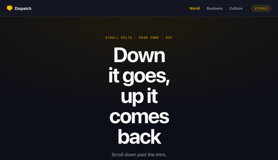 Sticky Nav with Directional Hide (Scroll Down) and Reveal (Scroll Up) — preview