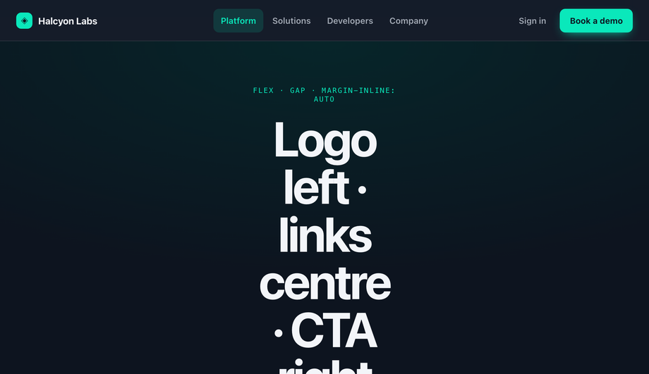 Sticky Top Header with Flexbox Layout (Logo · Links · CTA) — preview