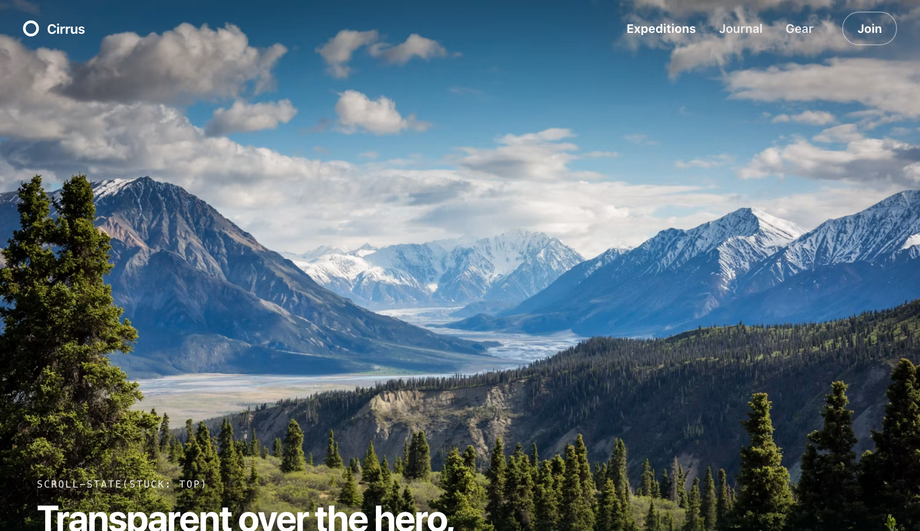 Transparent-to-Solid Sticky Header on Hero Scroll — preview