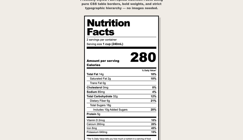 Nutrition Facts Label — preview