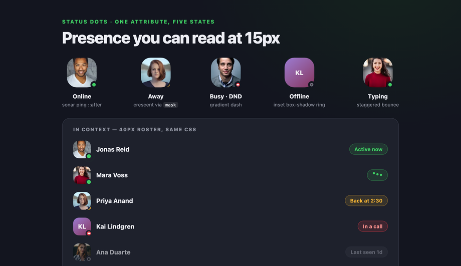 Badge with Online Status Indicator Dot — preview