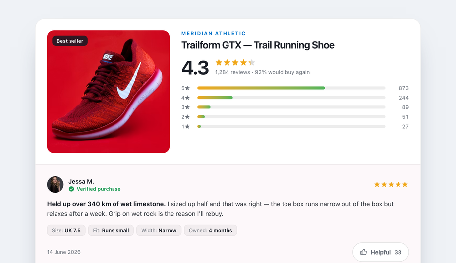 E-Commerce Product Review Card with Star Ratings — preview