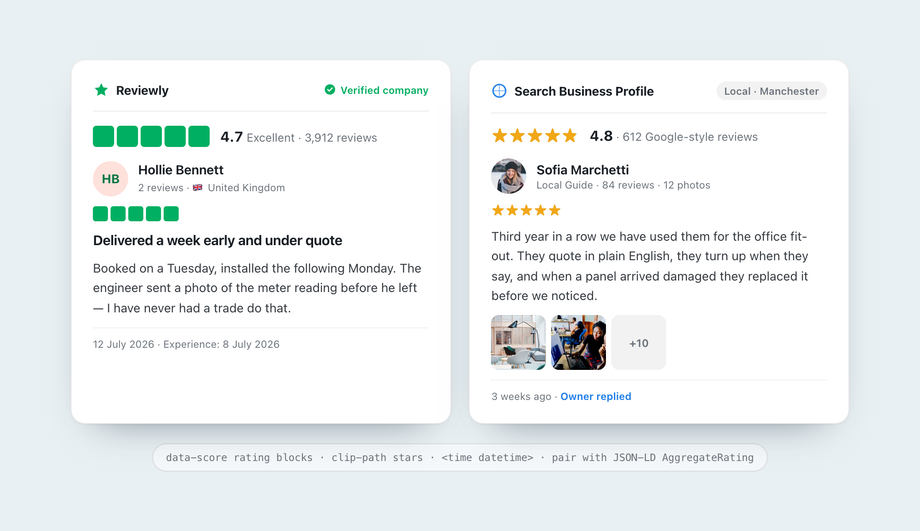Trustpilot & Google Style Review Card — preview