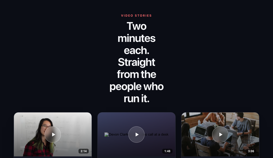Video Testimonial Play Card with Modal — preview
