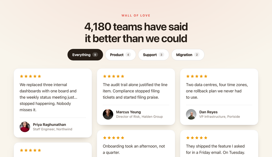Wall of Love Testimonial Grid (CSS Columns) — preview