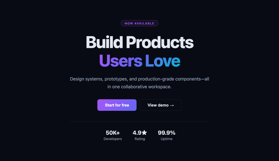 CSS Text Gradient Landing Page Hero Title — preview