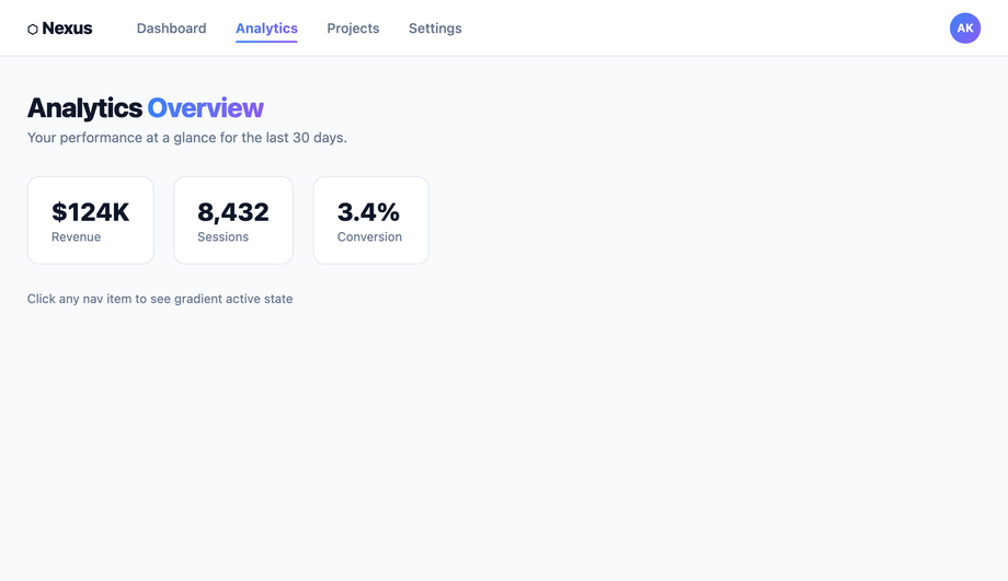 CSS Text Gradient on Active Navigation Link — preview