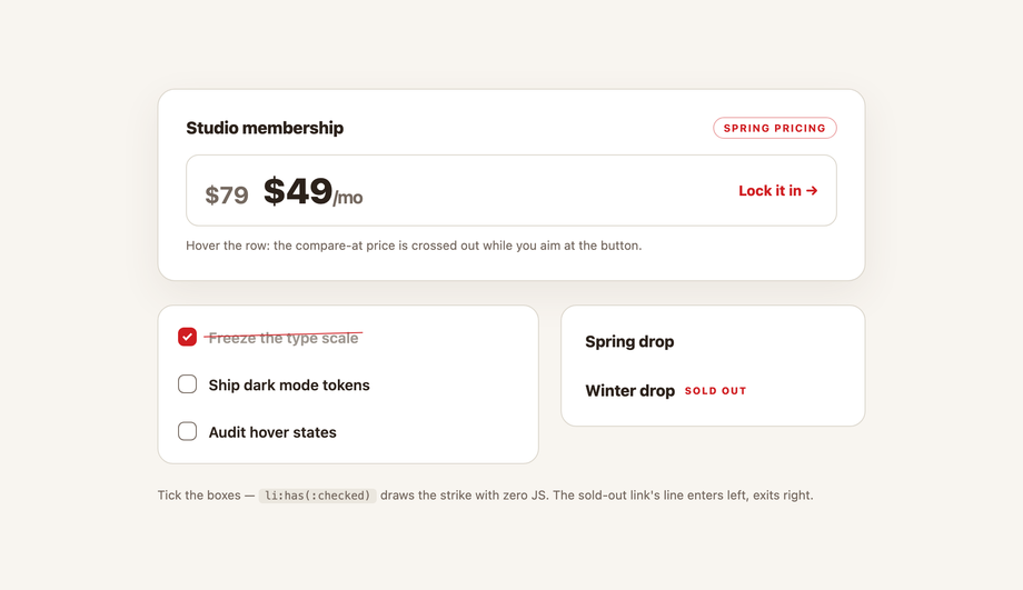 CSS Strike-Through Hover Effect — preview
