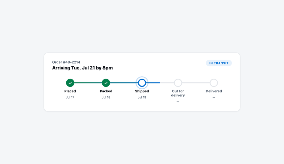 Order Tracking Timeline — Delivery Progress Stepper — preview