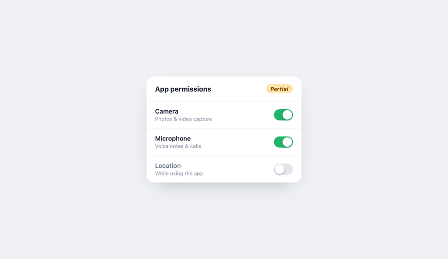 Permission Stack with Live Status — preview
