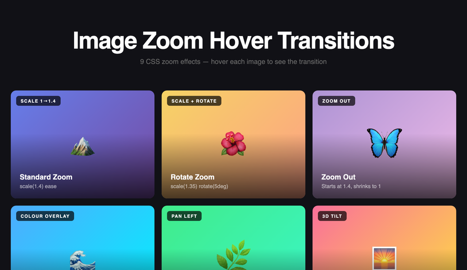 Image Zoom Hover Transition — preview