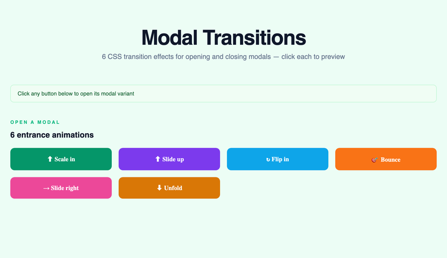 Modal Open Close Transition — preview